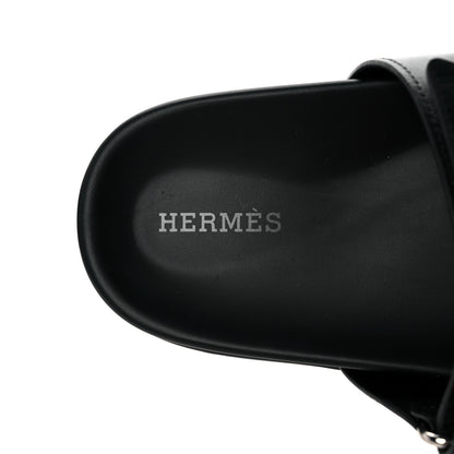 Hermes Calfskin Womens Chypre Sandals 38 Black 7 of 11