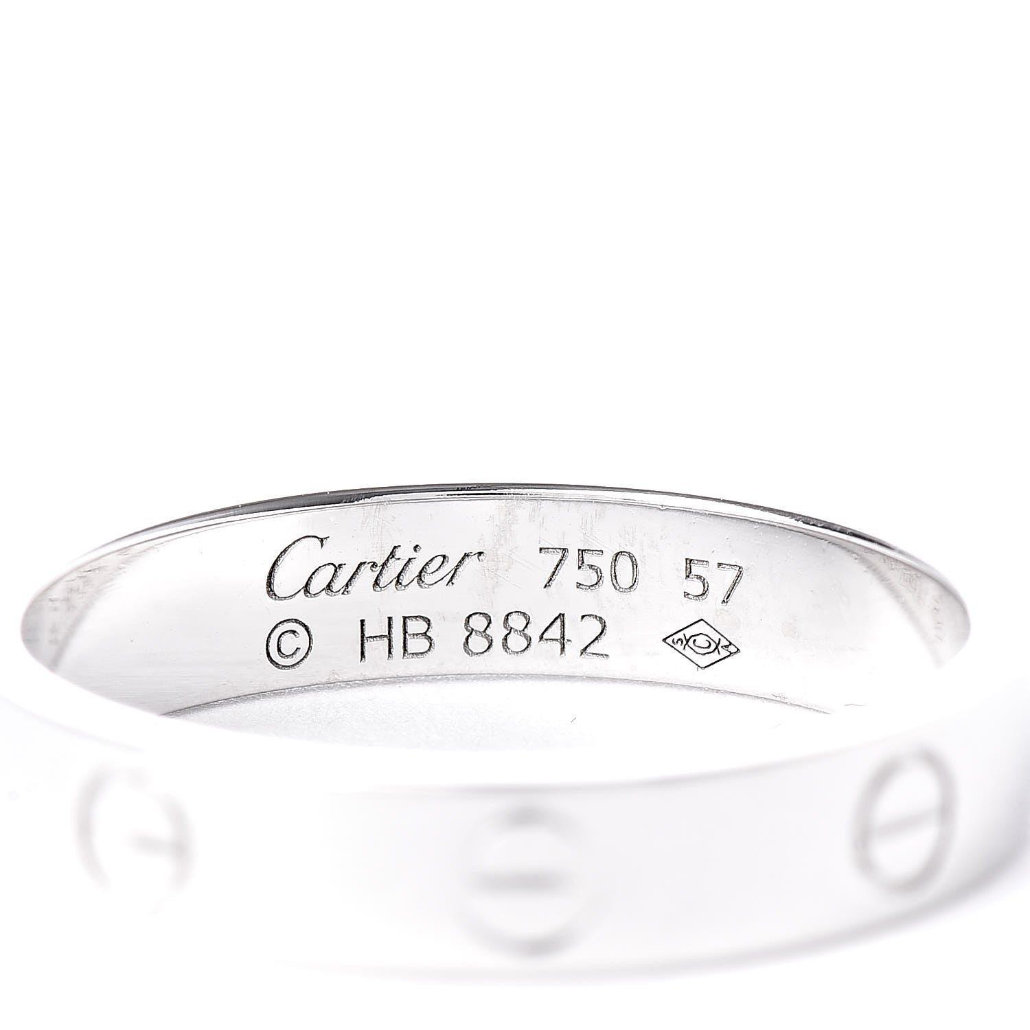 Cartier 18K White Gold 3.5mm LOVE Wedding Band Ring 57 8 4 of 4