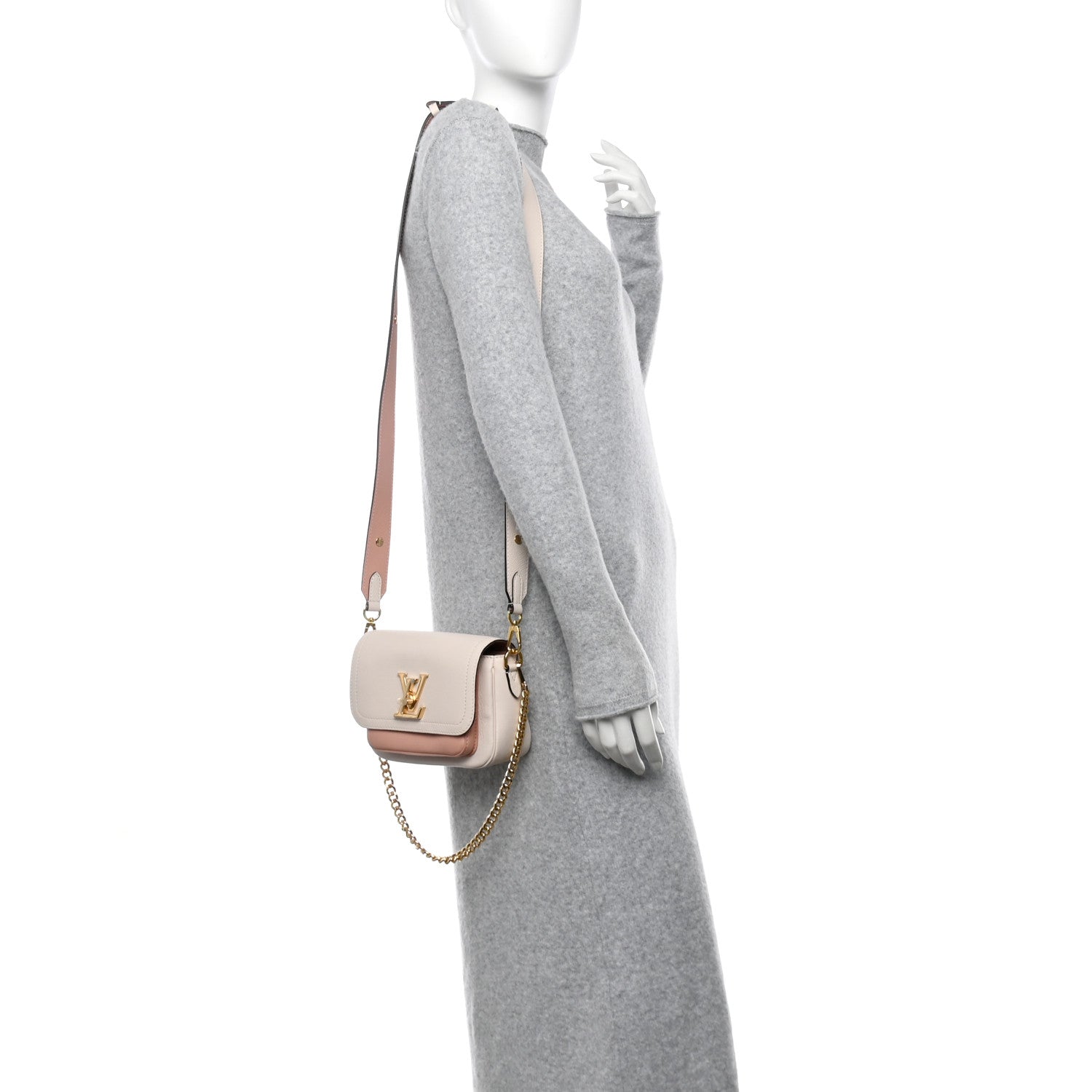 Louis Vuitton Grained Calfskin Lockme Tender Quartz 2 of 9