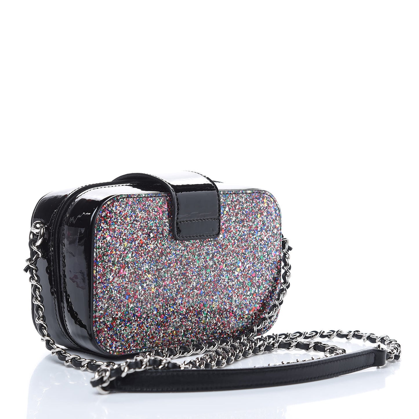 Glitter Patent Camera Case Multicolor Black