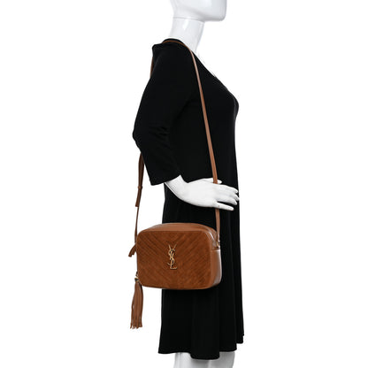 Saint Laurent Suede Matelasse Monogram Lou Camera Bag Cinnamon 2 of 11