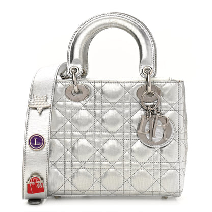 Christian Dior Metallic Grained Calfskin Cannage Small Lucky Badges My Lady Dior Silver 1 of 15