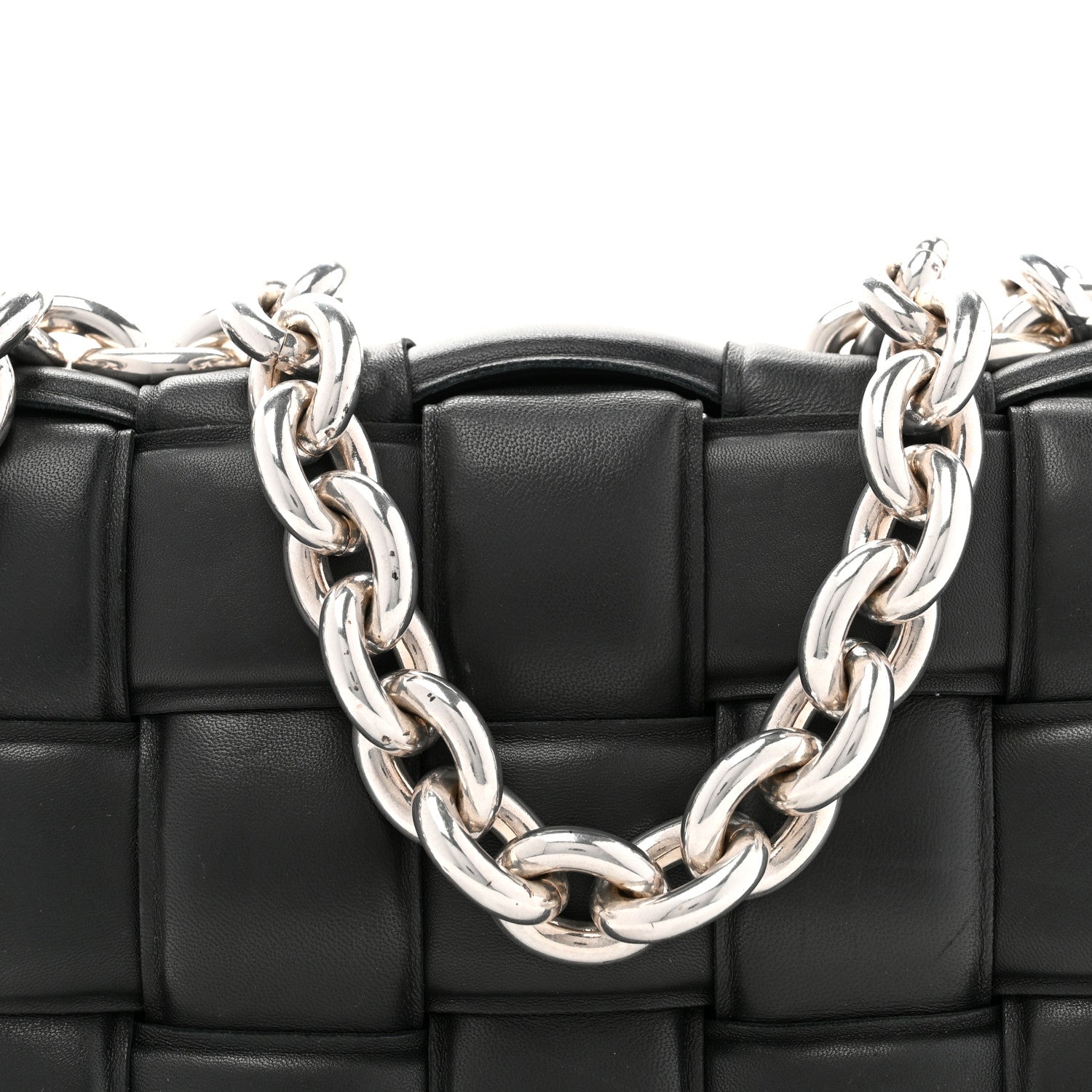 Bottega Veneta Lambskin Maxi Intreccio Padded Chain Cassette Crossbody Bag Black 9 of 11