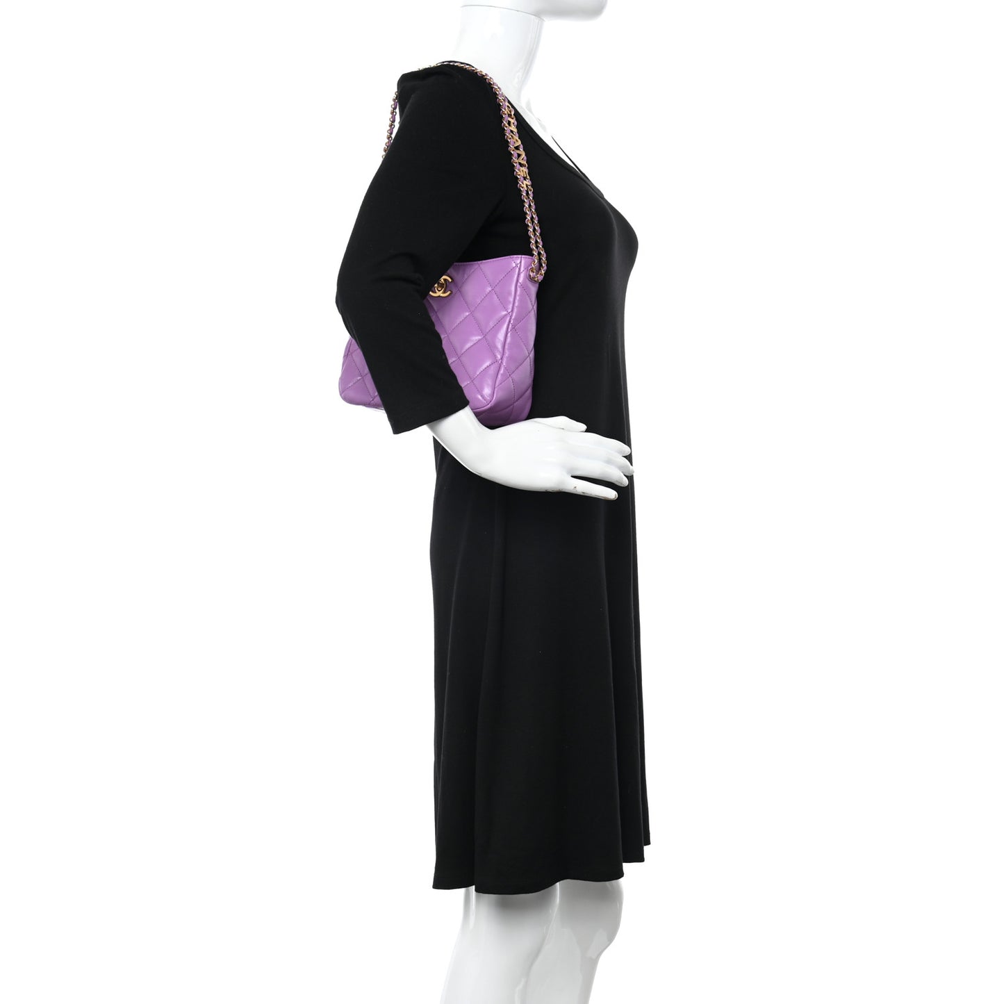Lambskin Quilted Small Pick Me Up Hobo Purple