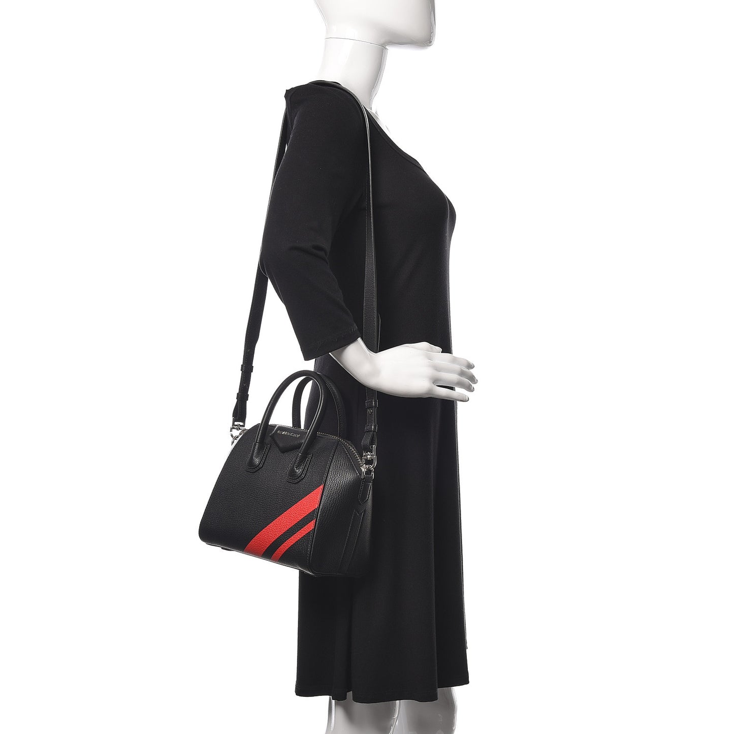 Sugar Goatskin Striped Mini Antigona Black