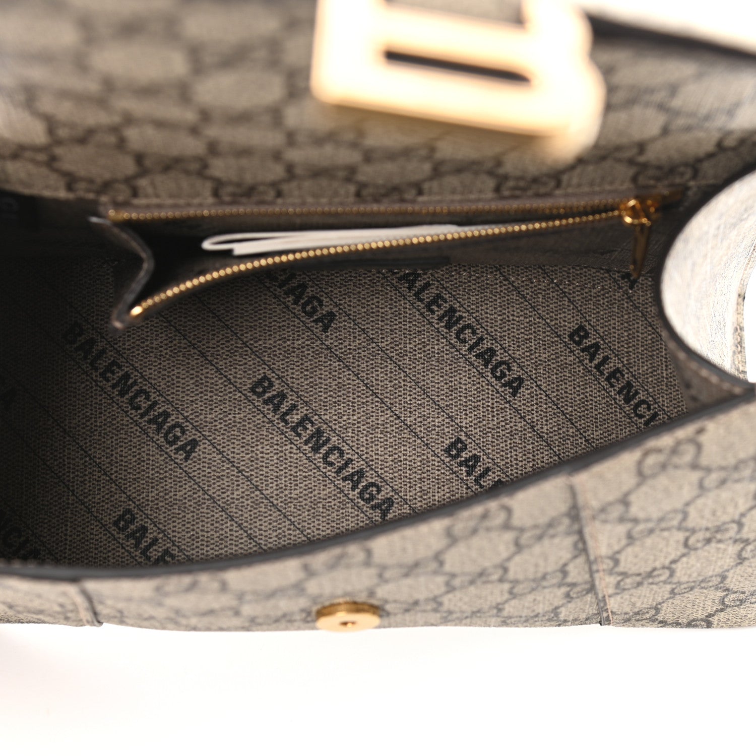 Balenciaga X GUCCI GG Supreme Monogram Small Hourglass Top Handle Bag Beige Ebony 5 of 8