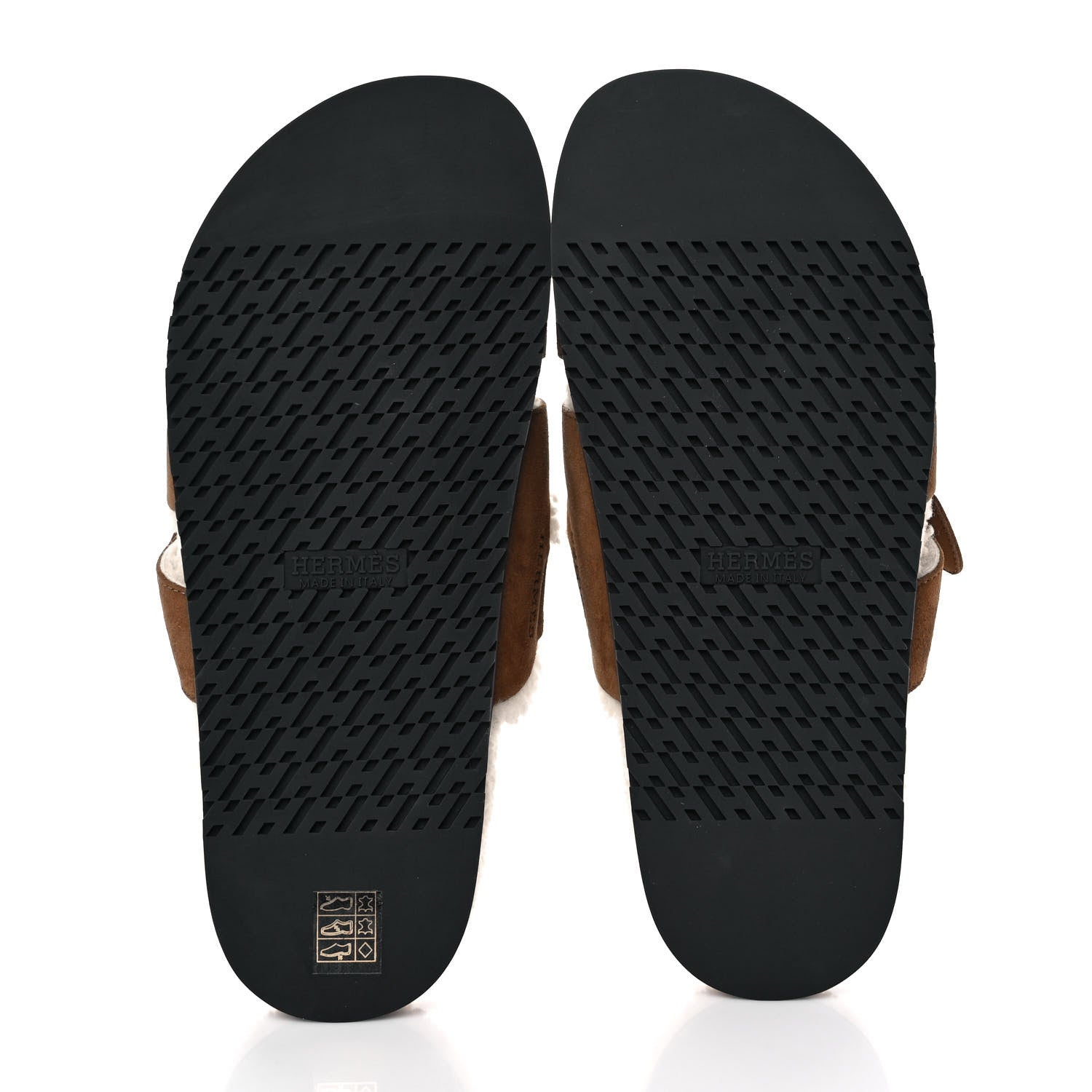 Hermes Suede Goatskin Woolskin Mens Chypre Sandals 41 Brun Fume Ecru 5 of 10