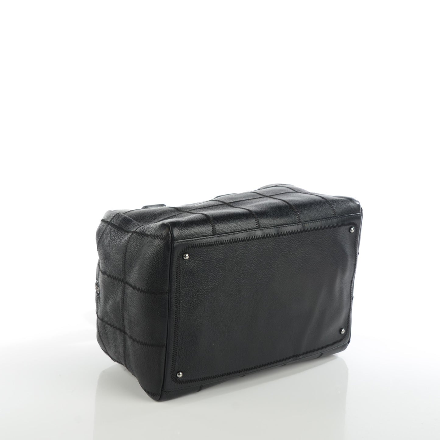 Caviar Square Stitched Medium Tote Black