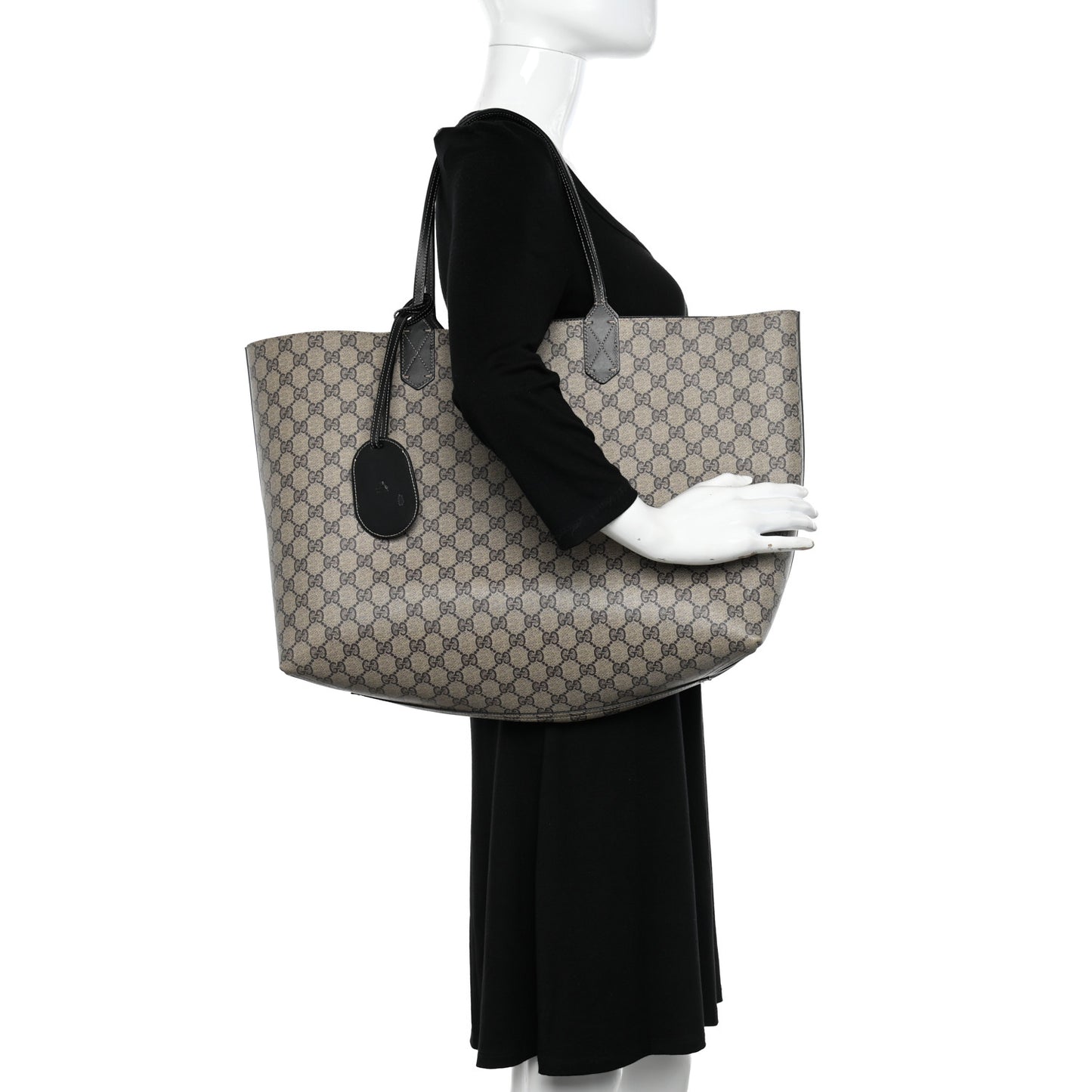 Calfskin GG Supreme Monogram Large Reversible Tote Black