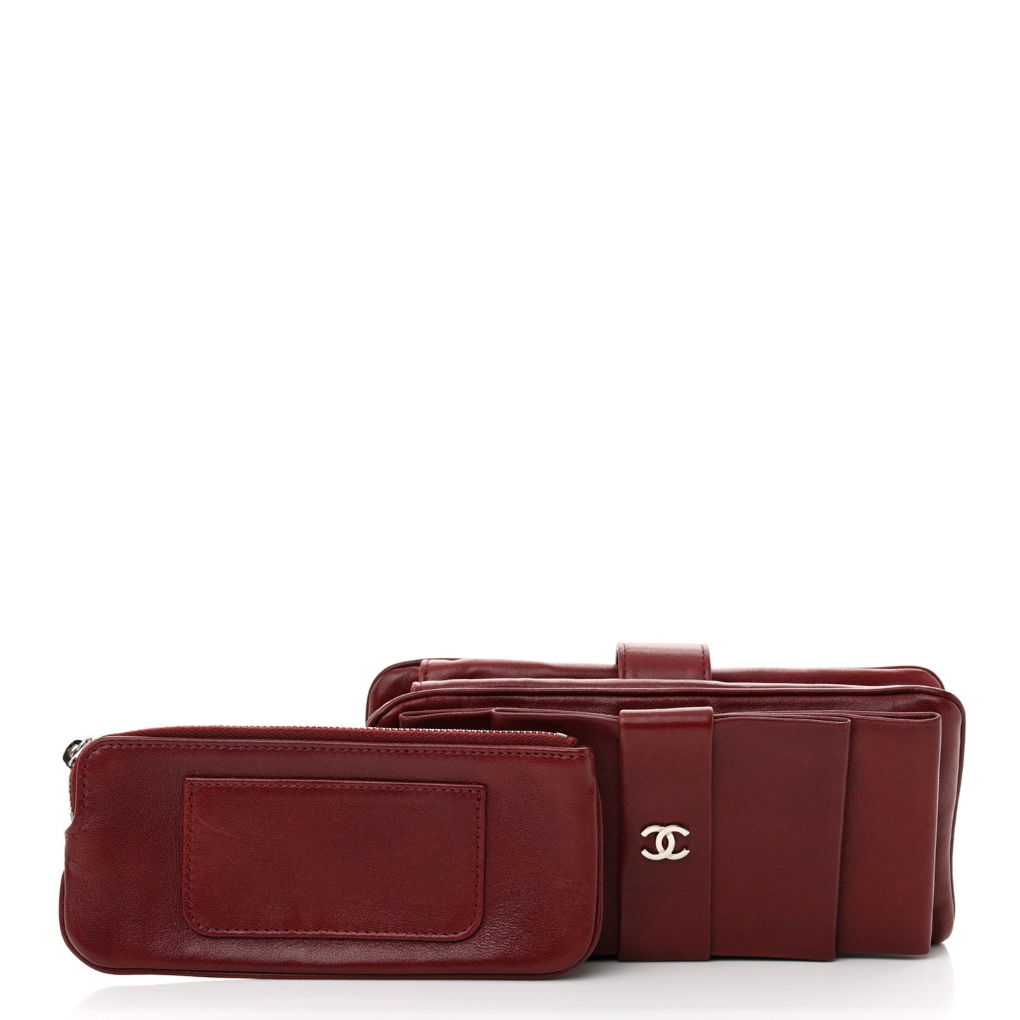 Lambskin Bow French Wallet Red