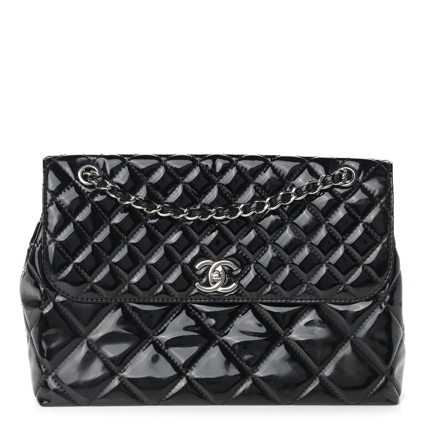 Vinyl Quilted In the Business Flap Bag Black