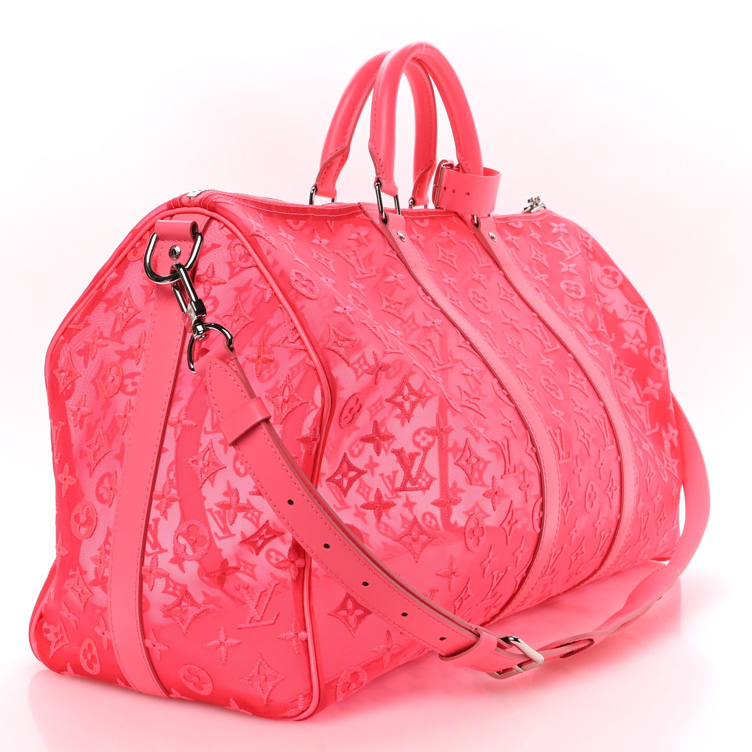 Louis Vuitton Monogram Fluo See Through Keepall Bandouliere 50 Rose 2 of 9