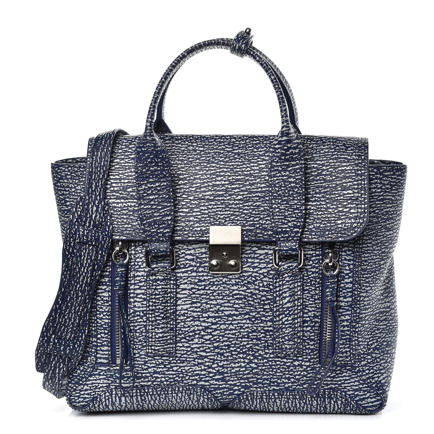 3.1 Textured Calfskin Medium Pashli Satchel Royal Blue