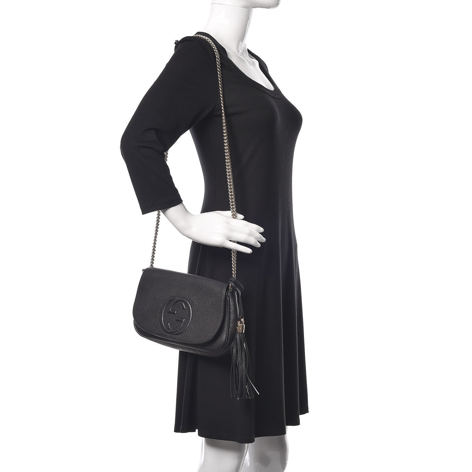 Gucci Pebbled Calfskin Medium Soho Flap Crossbody Black 2 of 10
