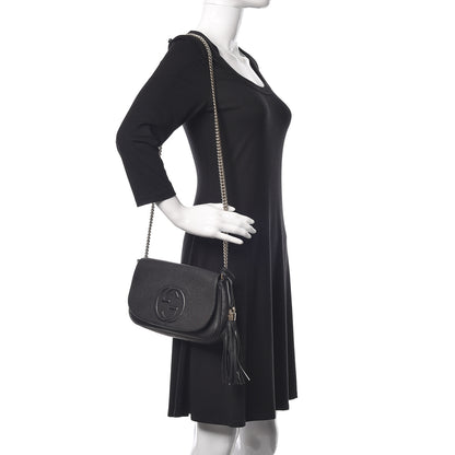 Gucci Pebbled Calfskin Medium Soho Flap Crossbody Black 2 of 10