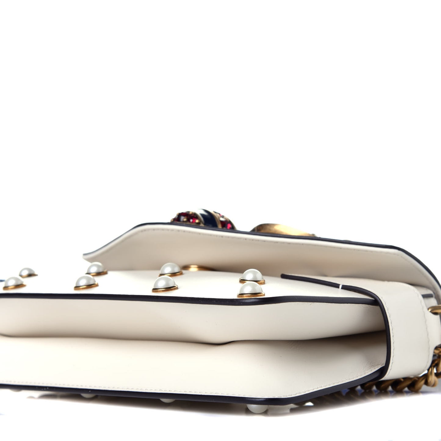 Nappa Pearl Studded Mini Queen Margaret Broadway Shoulder Bag Mystic White