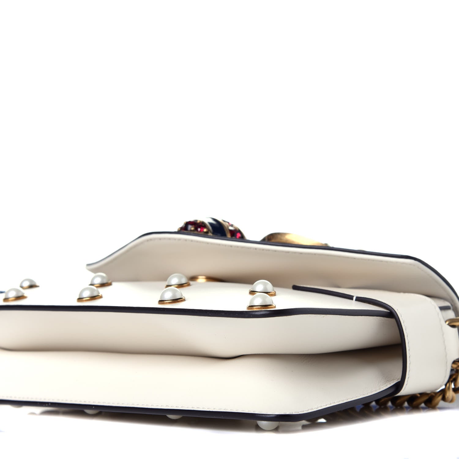 Gucci Nappa Pearl Studded Mini Queen Margaret Broadway Shoulder Bag Mystic White 9 of 10