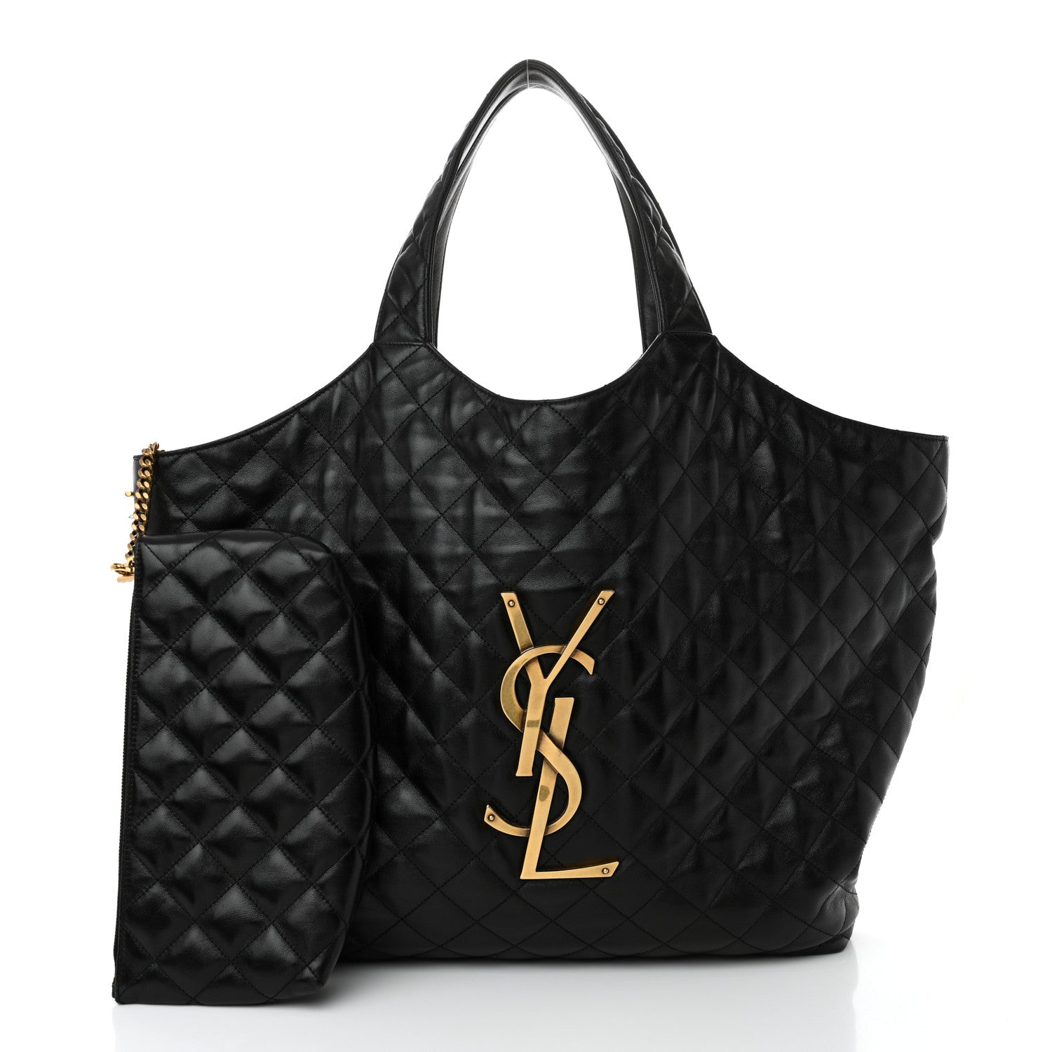 Saint Laurent Lambskin Quilted Maxi Icare Shopping Tote Black 3 of 12