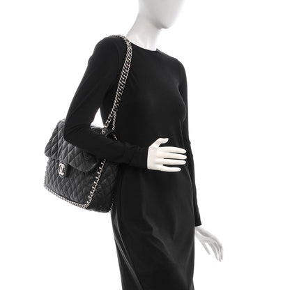 Chanel Washed Lambskin Quilted Maxi Chain Around Flap Black 2 of 7