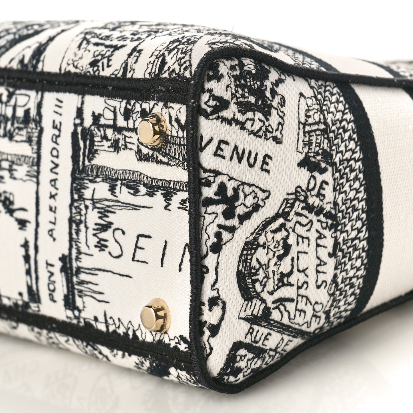 Canvas Embroidered Plan de Paris Medium Lady D-Lite White Black