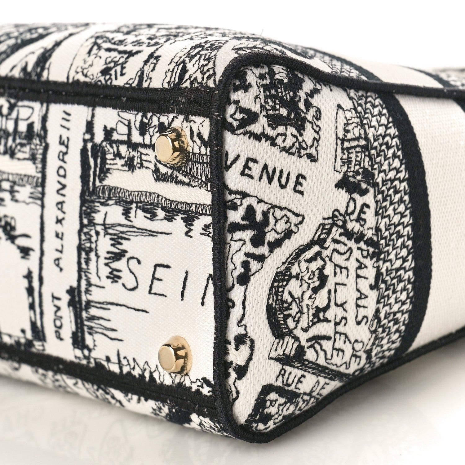 Christian Dior Canvas Embroidered Plan de Paris Medium Lady D-Lite White Black 8 of 8