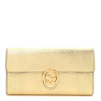 Gucci Laminated Lizard Icon Continental Wallet Gold 1 of 11