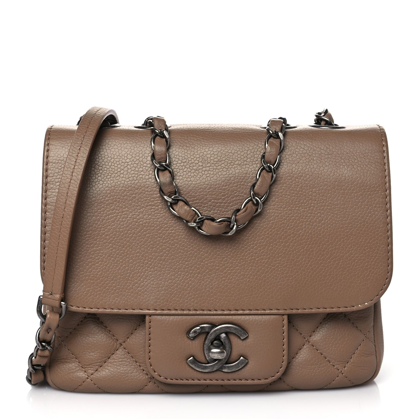 Caviar Quilted Mini All About Flap Bag Brown