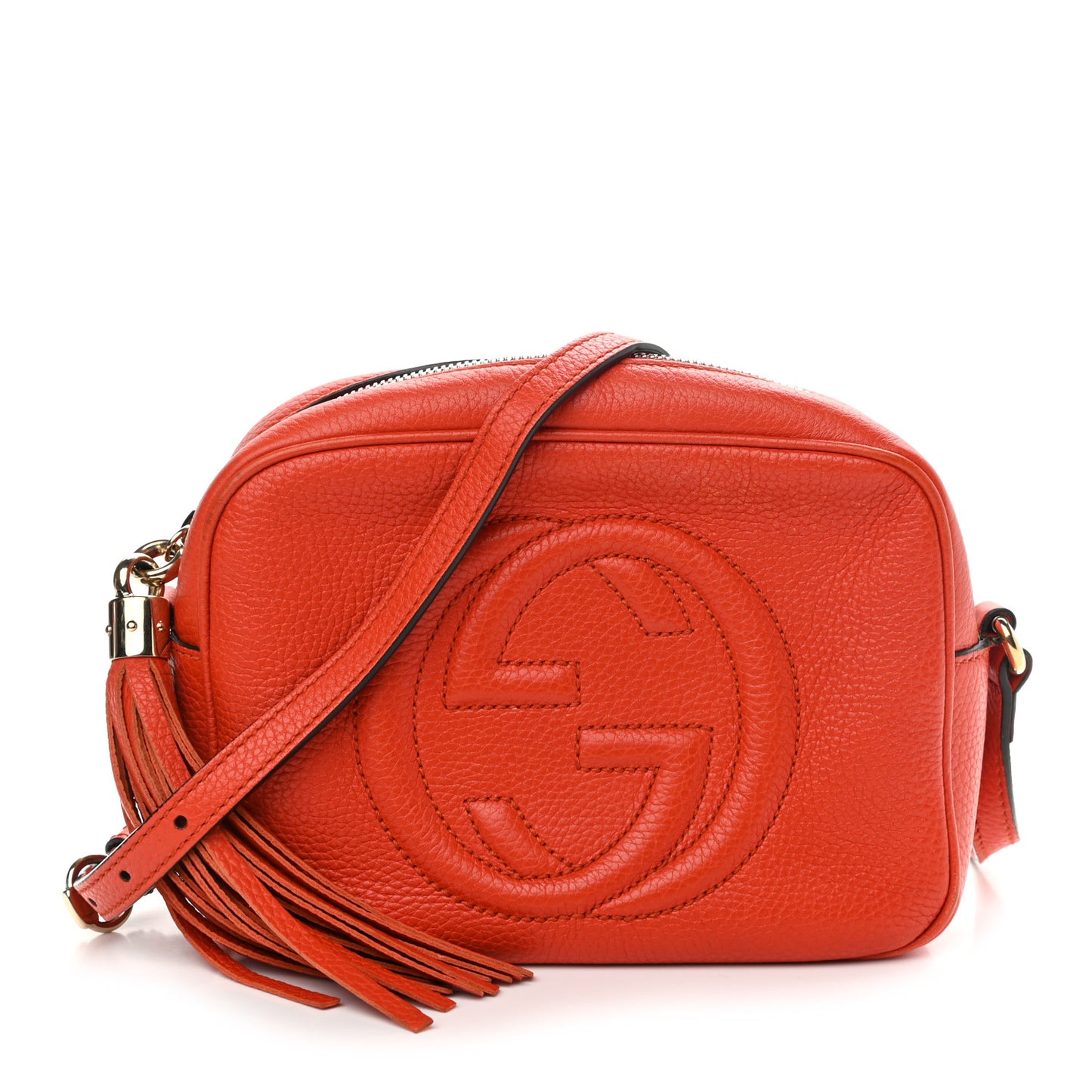 Pebbled Calfskin Small Soho Disco Bag Sun Orange