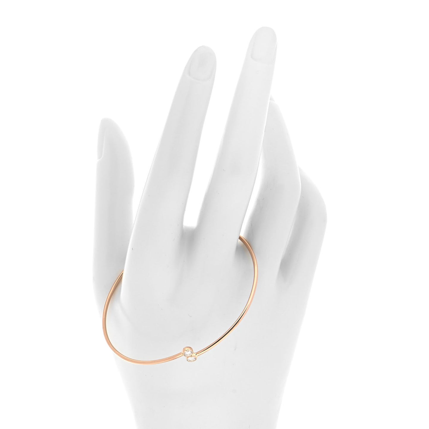 18K Rose Gold Diamond Elsa Peretti Hoop Single Row Bangle Bracelet
