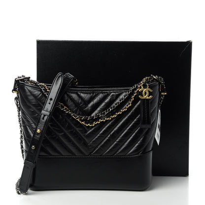 Chanel Aged Calfskin Chevron Quilted Medium Gabrielle Hobo Black 11 of 11
