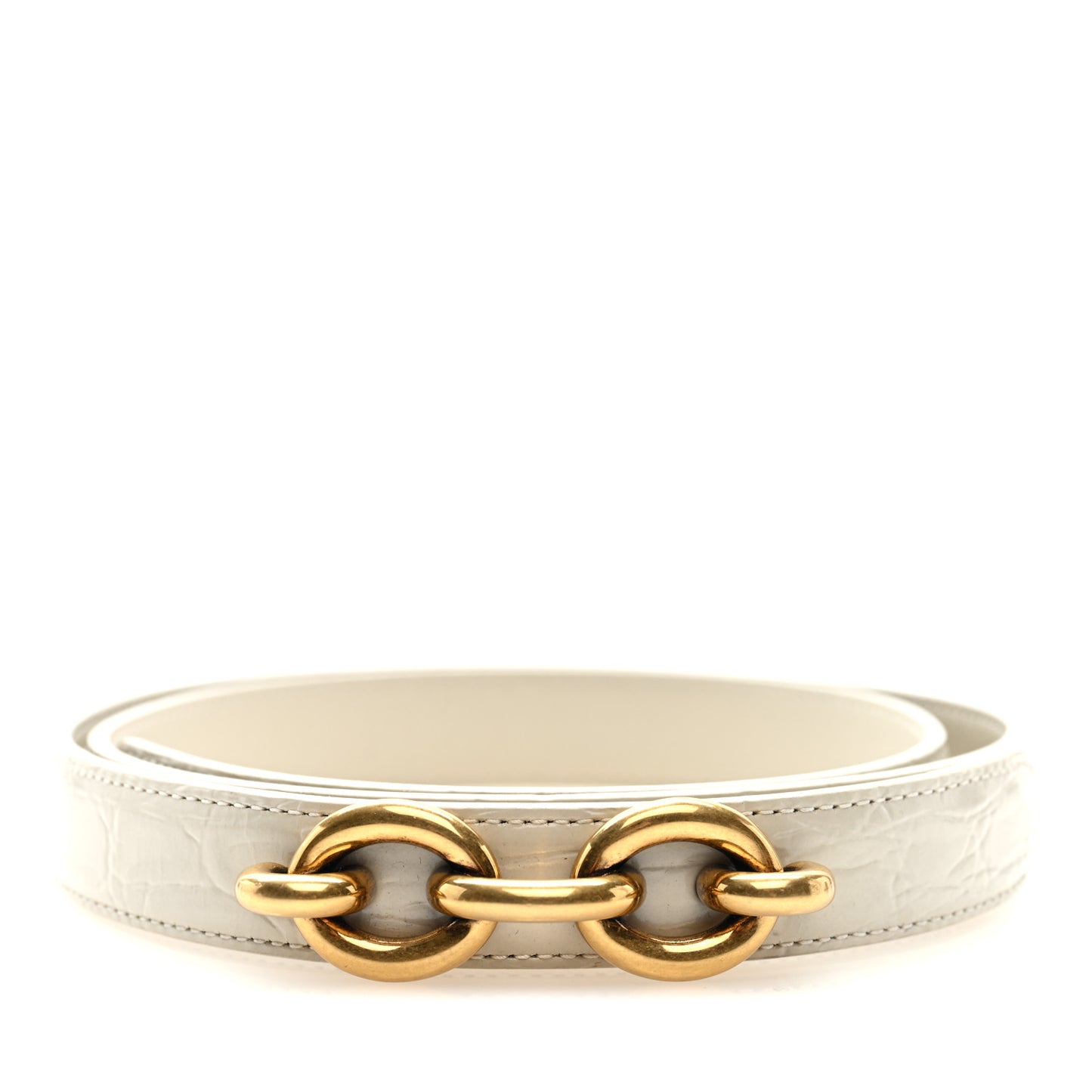 Calfskin Crocodile Embossed Maillon 20mm Cintura Belt 80 32 Crema Soft