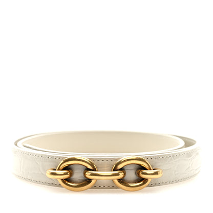 Saint Laurent Calfskin Crocodile Embossed Maillon 20mm Cintura Belt 80 32 Crema Soft 1 of 4