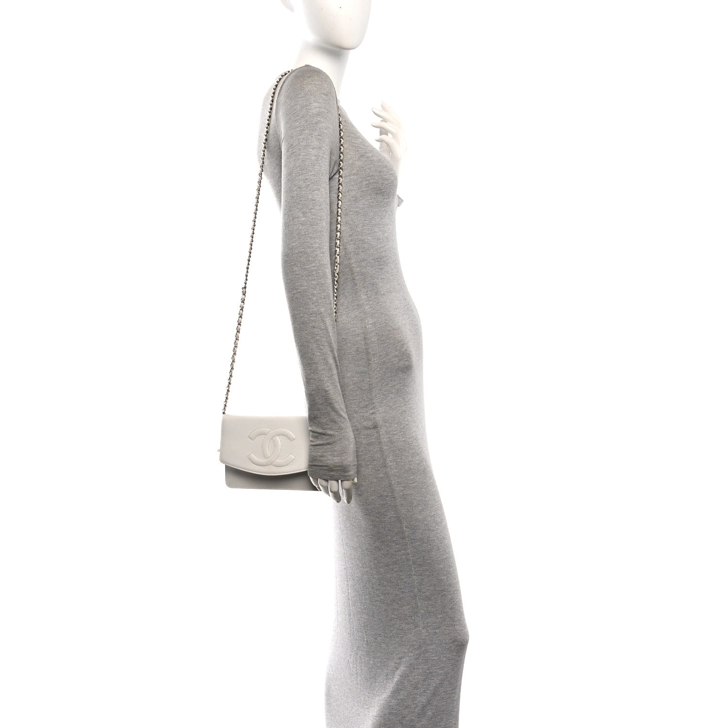 Chanel Caviar Timeless CC Wallet on Chain WOC White 2 of 11