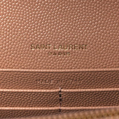 Saint Laurent Grain De Poudre Matelasse Chevron Cassandre Envelope Chain Wallet Vintage Peach 6 of 9