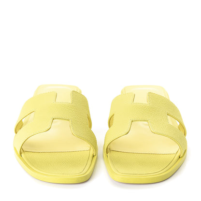 Hermes Epsom Oran Sandals 36.5 Jaune Pollen 2 of 9