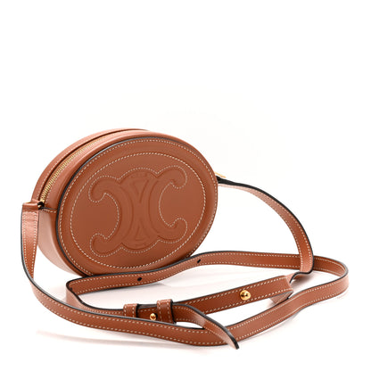 Celine Smooth Calfskin Cuir Small Triomphe Oval Crossbody Purse Tan 3 of 10