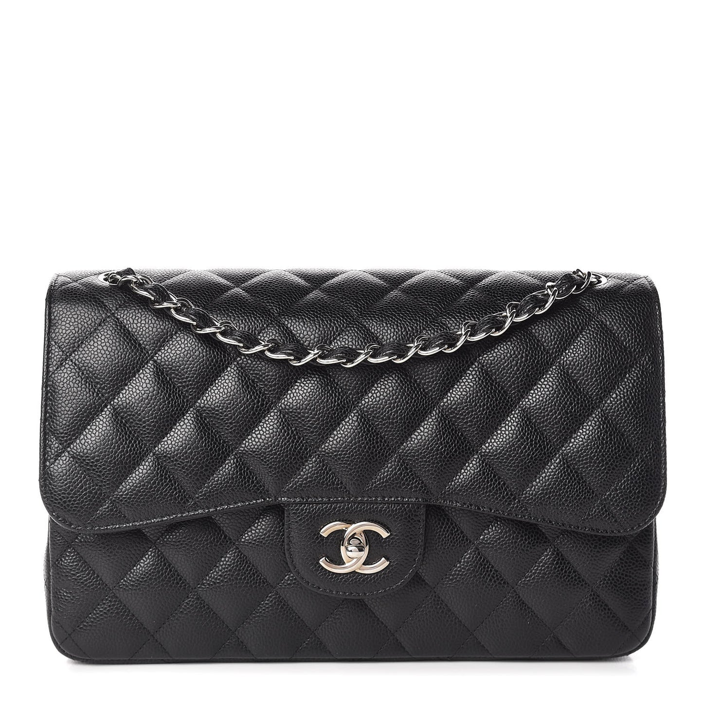 Caviar Quilted Jumbo Double Flap Black