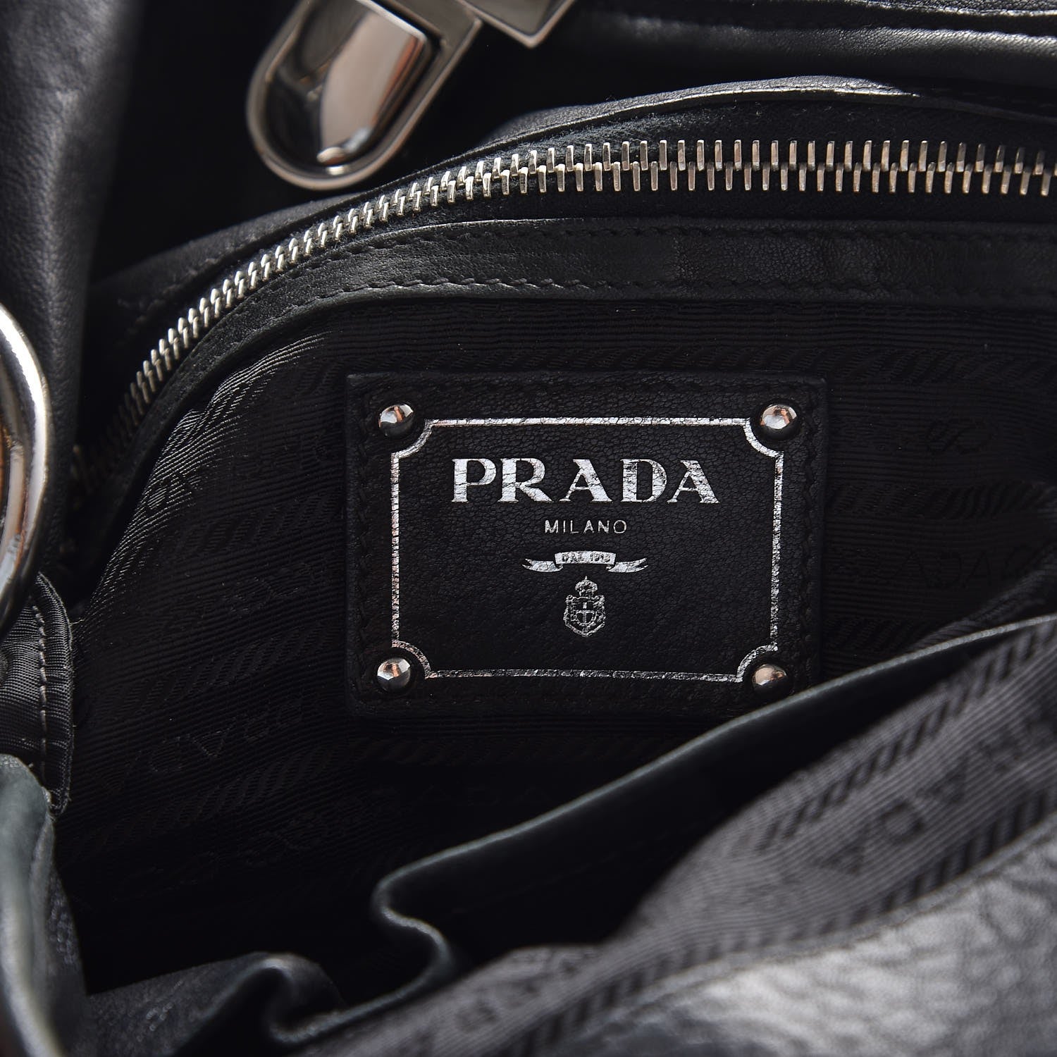 Prada Calfskin Tessuto Nylon Large Easy Fold Over Satchel Black 6 of 11