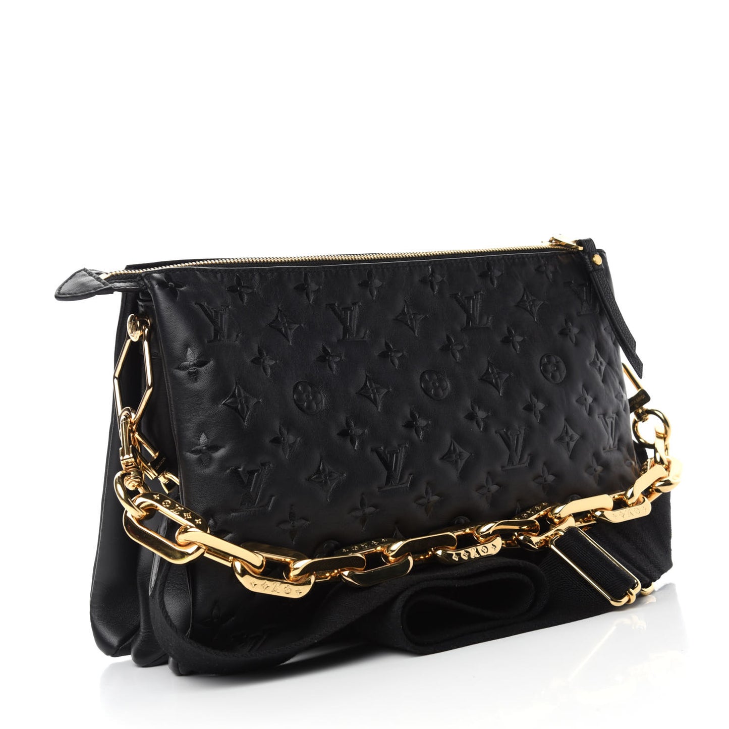 Lambskin Embossed Monogram Coussin MM Black