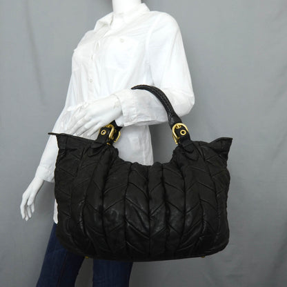 Miu Miu Nappa Leather Large Patchwork Tote Black 2 of 12