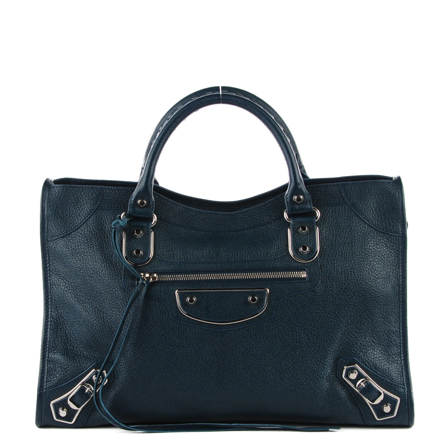 Balenciaga Chevre Silver Metallic Edge Hardware City Bleu Paon 1 of 14