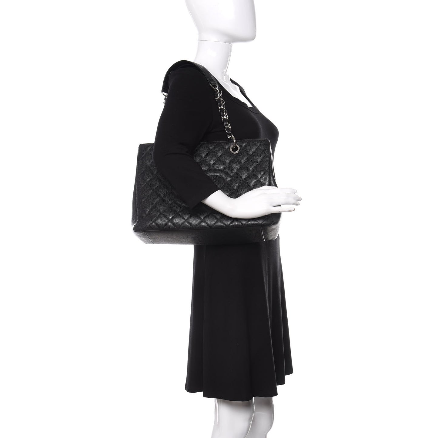 Caviar Quilted Grand Shopping Tote GST Black