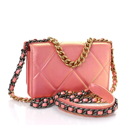 Chanel Iridescent Calfskin Quilted Chanel 19 Wallet On Chain WOC Pink 3 of 9