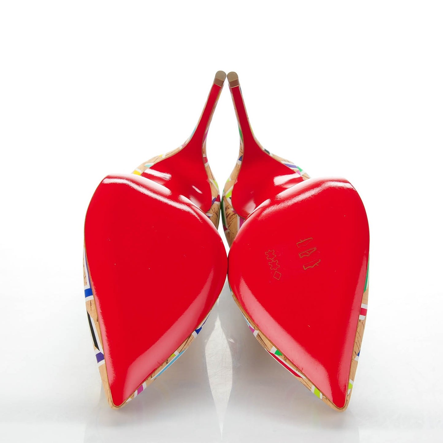Cork Chevron Print Pigalle Follies 100 Pumps 37.5 Multicolor