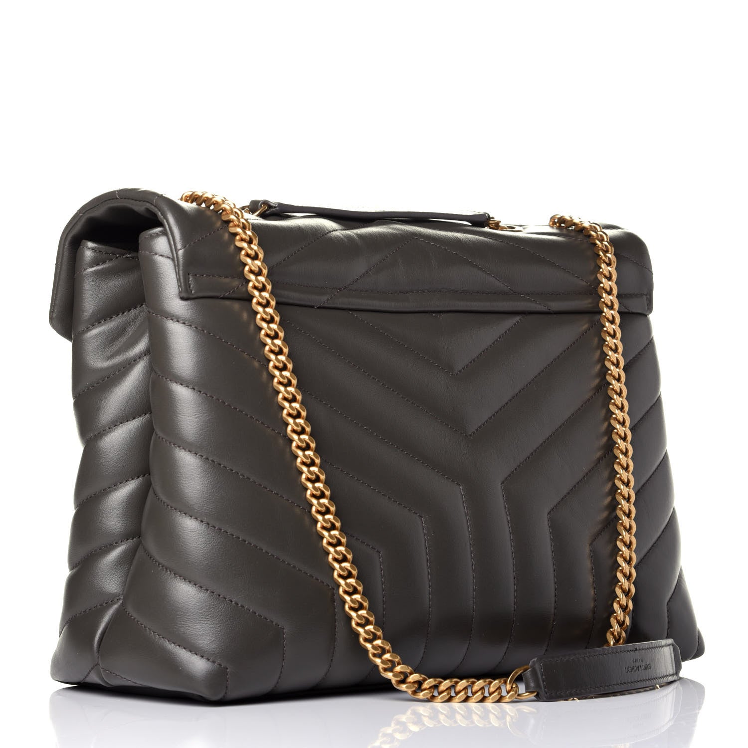 Saint Laurent Calfskin Y Quilted Monogram Medium Loulou Chain Satchel Earth 3 of 9