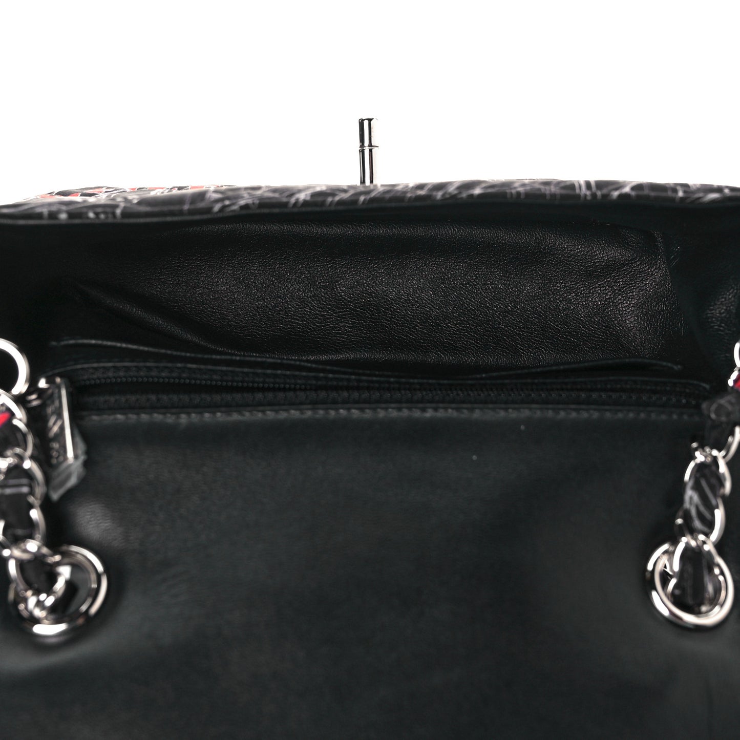 Fabric Printed Paris Rooftops Quilted Mini Rectangular Flap Black Red White