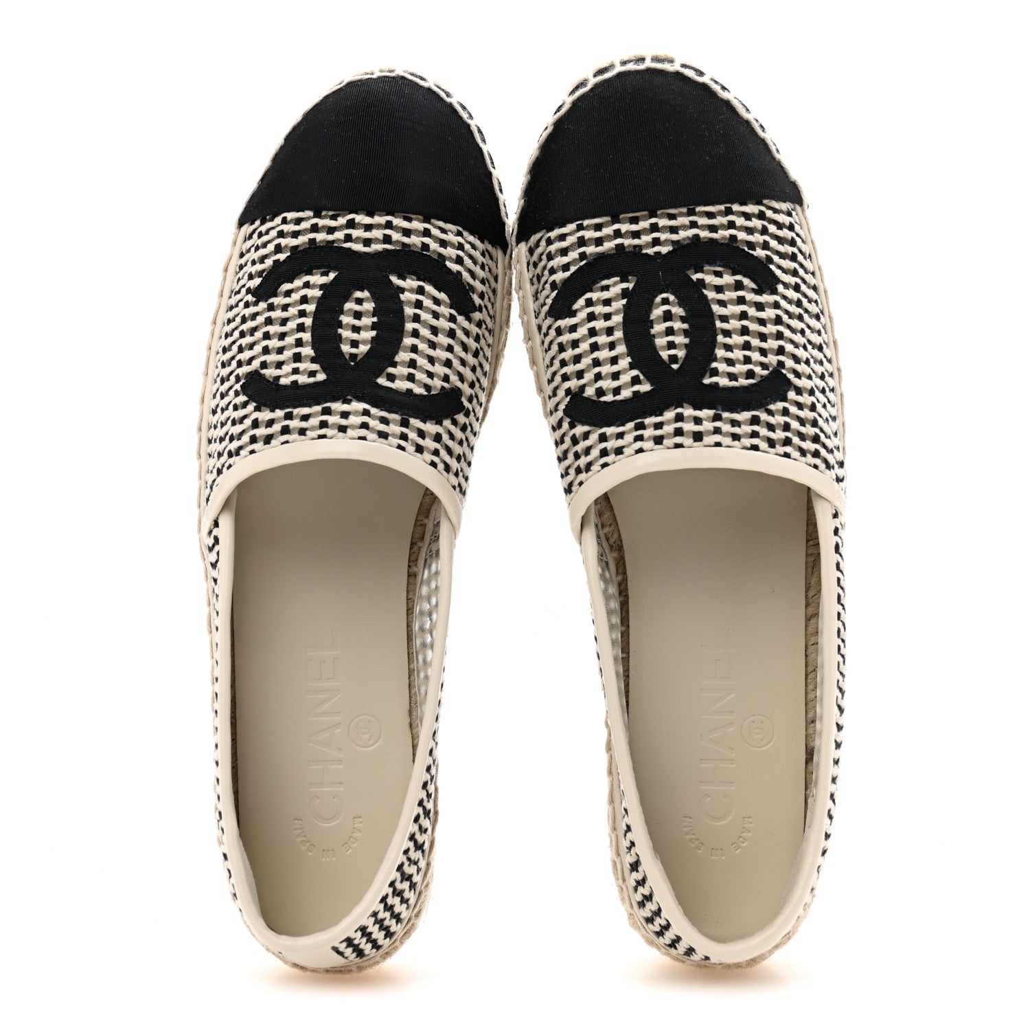 Chanel Mesh Grosgrain CC Espadrilles 39 Beige Black 2 of 9