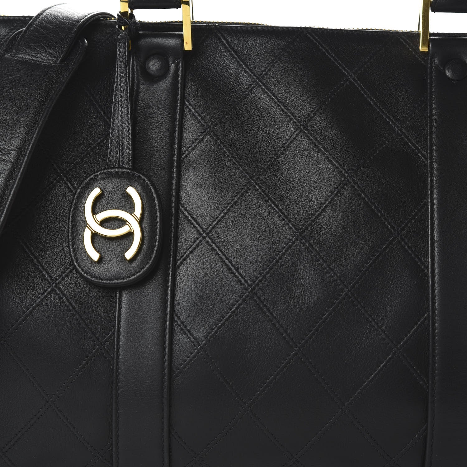 Chanel Calfskin Stitched CC Boston Black 11 of 13