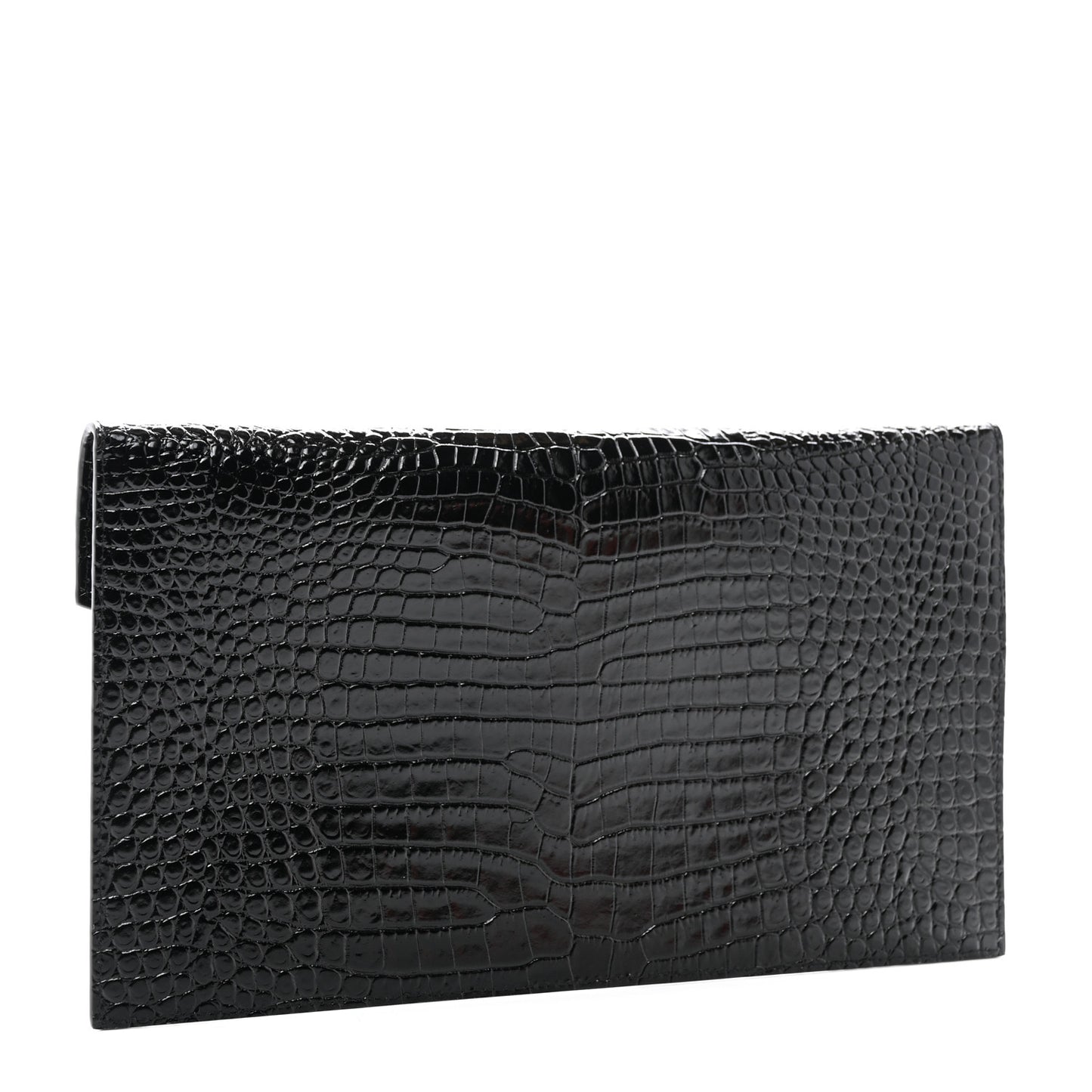 Calfskin Crocodile Embossed Uptown Monogram Pouch Black