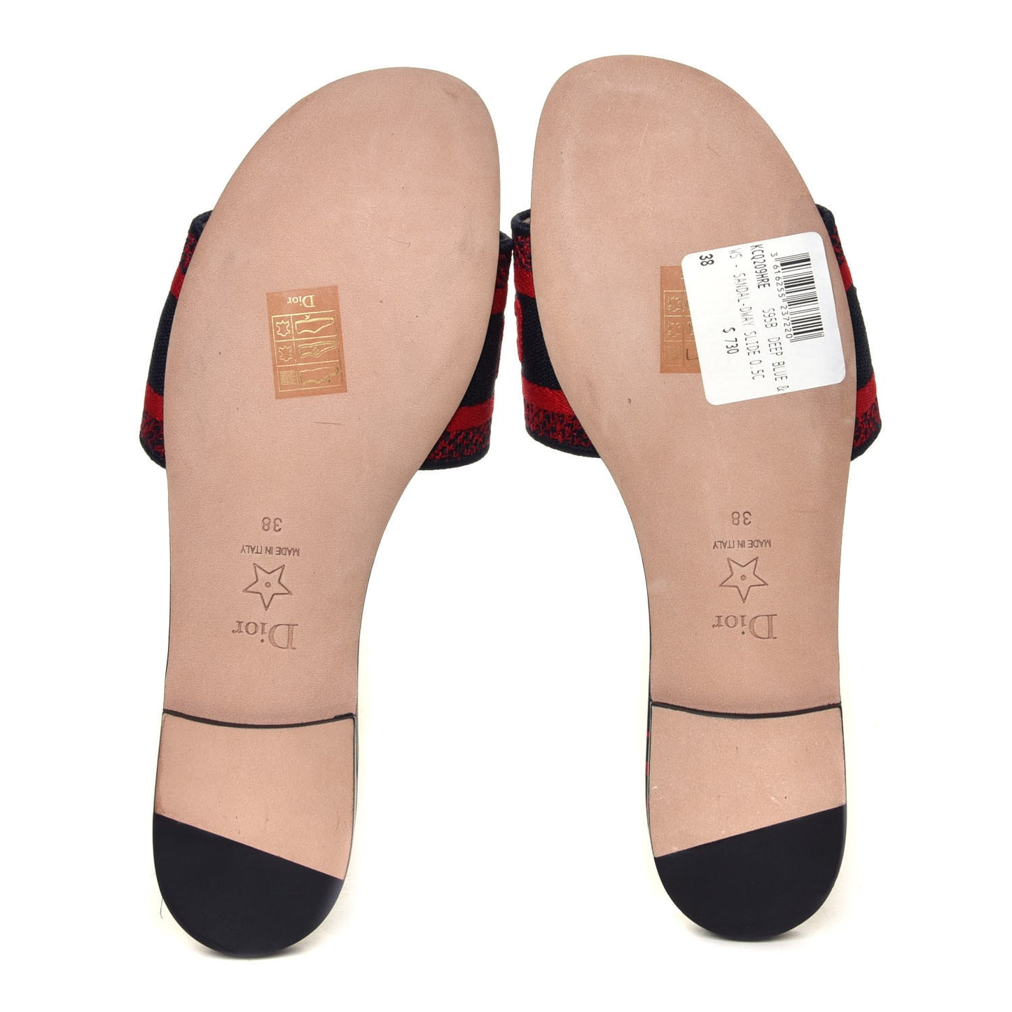 Canvas Pop Heart I Love Paris Embroidered Dway Flat Slide Sandals 38 Deep Blue Red